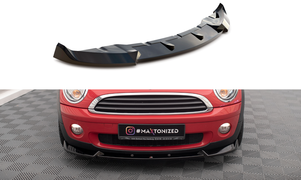 Voorspoiler Mini One R56 2006 - 2010 Maxton Glans Zwart