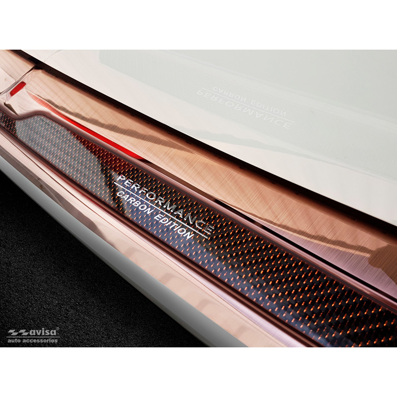 Stainless Steel Rear bumper protector 'Deluxe'  BMW 5-Series G31 Touring 2017-2020 excl. M-Sport 'Performance' Brushed Copper/Copper Carbon
