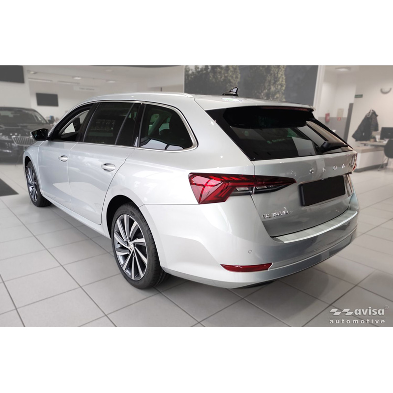 Avisa Stainless Steel Powdercoated Rear bumper protector  Skoda Octavia IV 2019-2024 & FL 2024- 'Soft Silver'
