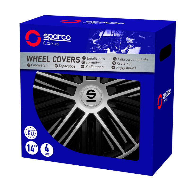 Sparco Wheel Covers Bergamo - 15-inch - Black/Silver - Set of 4 pieces