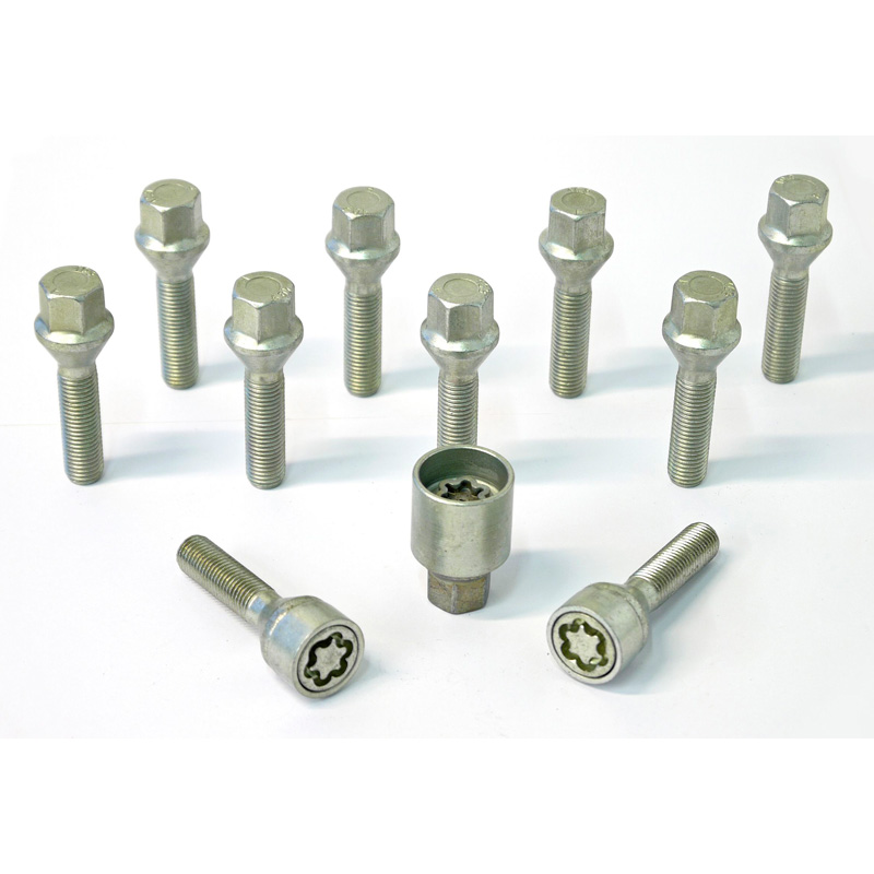 H&R Wheel bolt Set Taper-Head M12x1.50 - Length 60mm - 10 pcs. - incl. wheel-locks