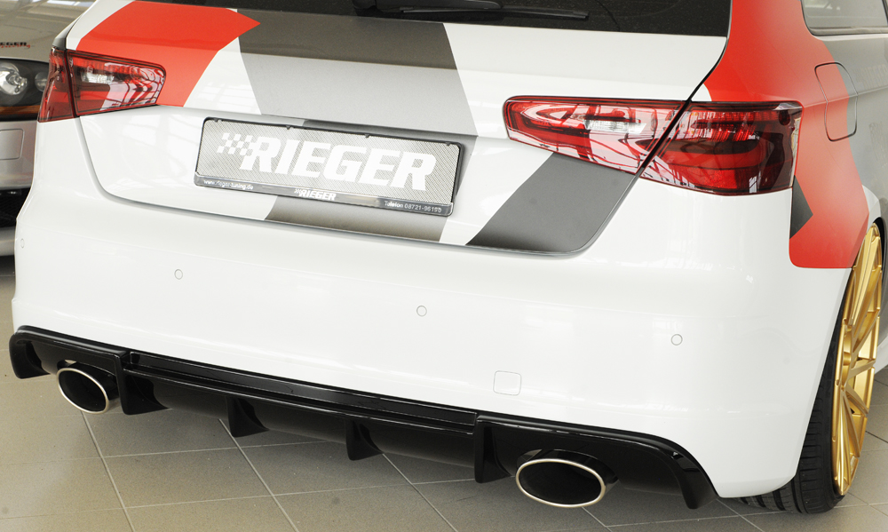 Achterbumper Diffusor Audi A3 8V 12-16 3deurs/Sportback Glossy black Rieger