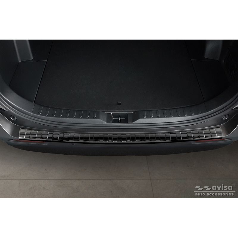 Black Mirror Stainless Steel Rear bumper protector  Toyota RAV4 V 2018- & Suzuki Across 2020- 'Ribs'