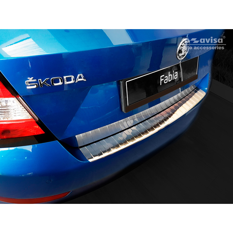 Stainless Steel Rear bumper protector  Skoda Fabia III HB 5-doors Facelift 2018-2021 'Ribs'
