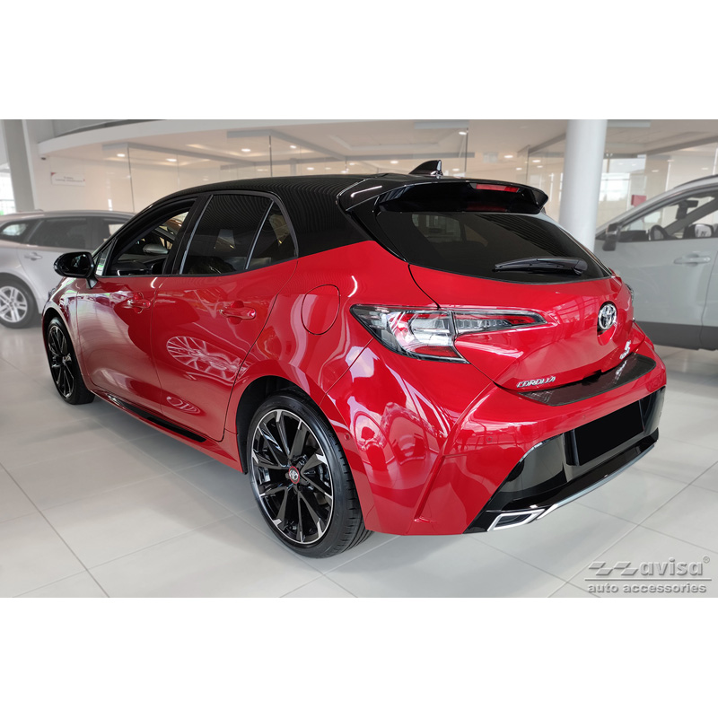 Black Stainless Steel Rear bumper protector  Toyota Corolla XII HB 2019- (incl. GR-Sport) 'Ribs'