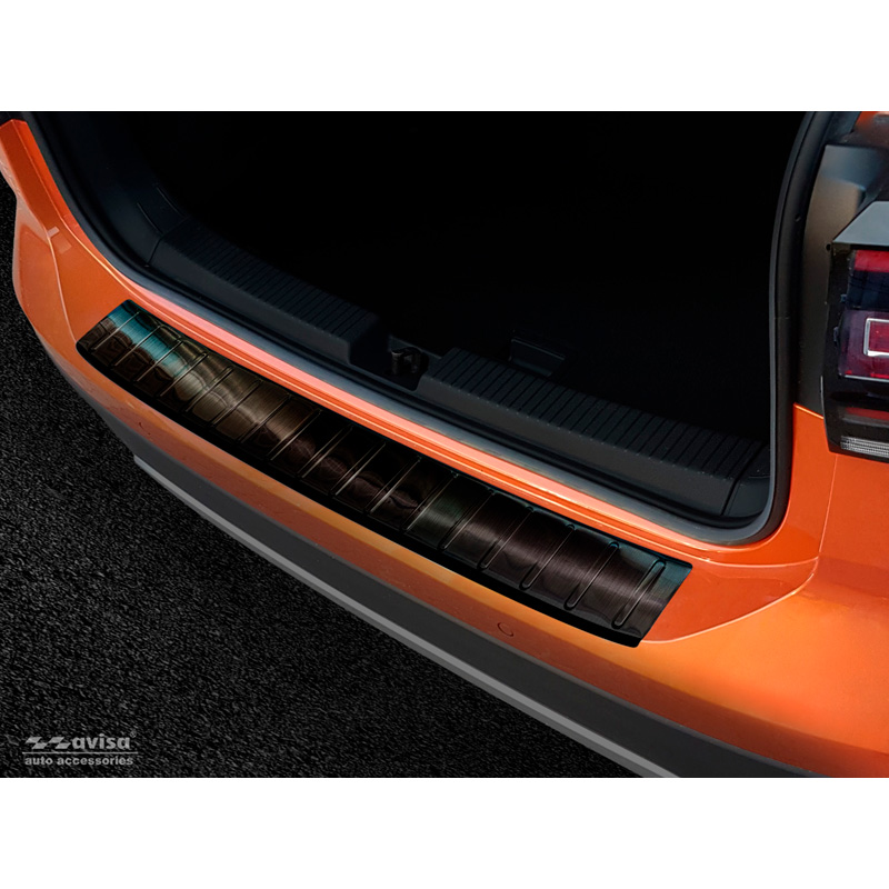 Black Stainless Steel Rear bumper protector  Volkswagen T-Cross 2019-2024 & FL 2024- 'Ribs'