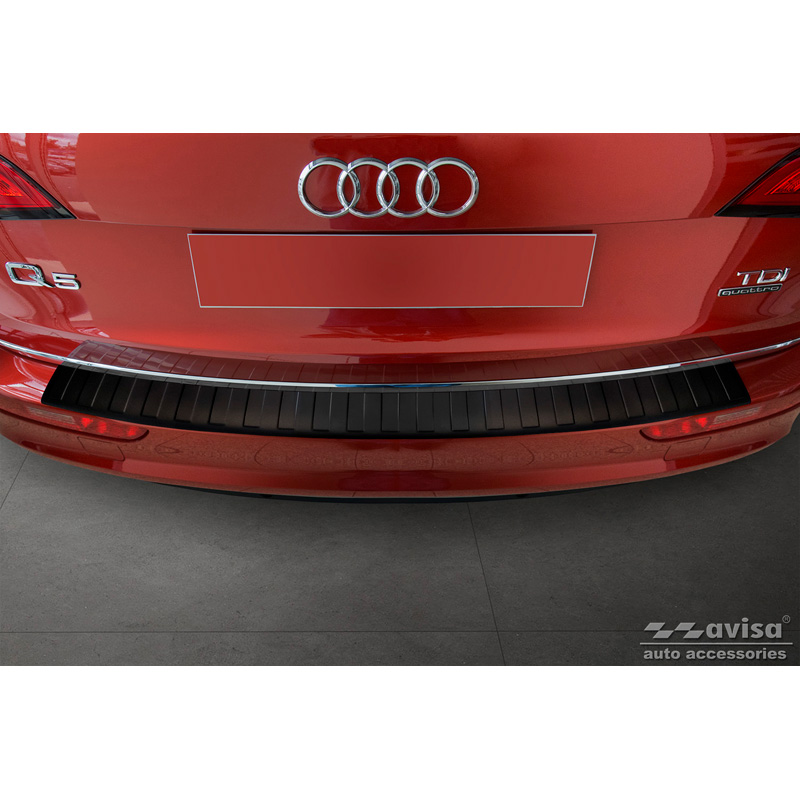 Matt Black Stainless Steel Rear bumper protector  Audi Q5 2008-2012 & 2012- 'Ribs'