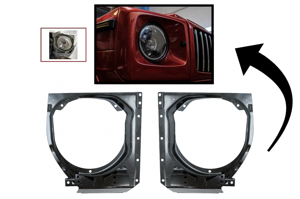 Headlight Support Mounting Brackets suitable for Mercedes W463 G-Class (1990-2006) Upgrade to (2007-2018)