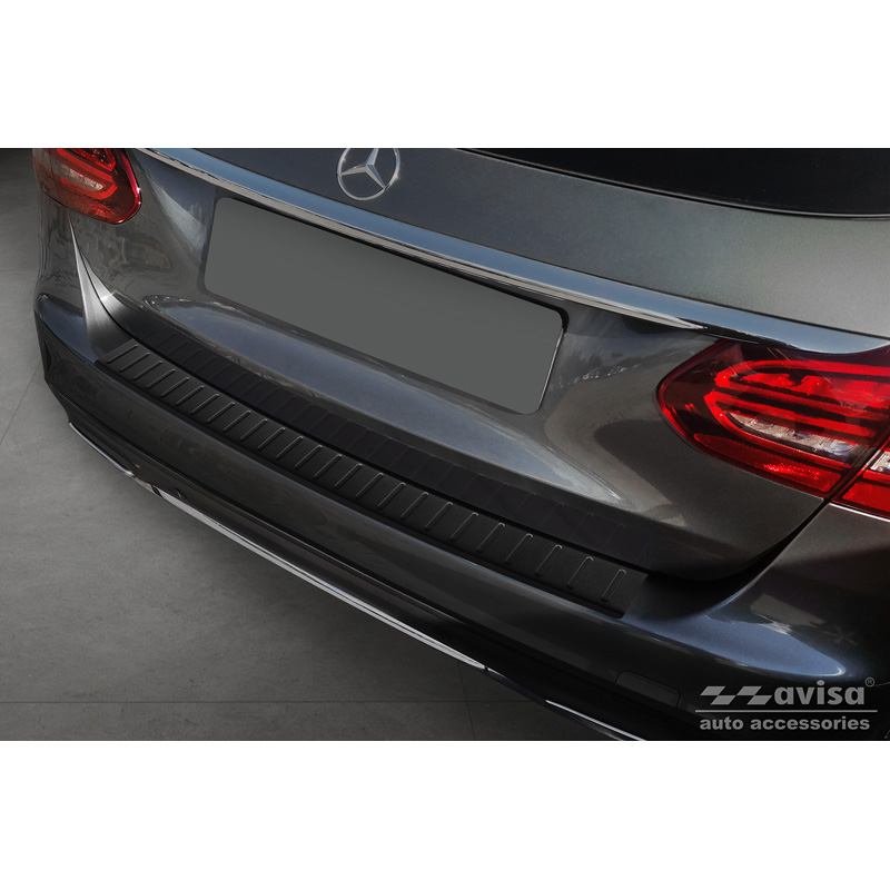 Matzwart RVS Achterbumperprotector  Mercedes C-Klasse W205 Kombi 2014-2021 'Ribs'
