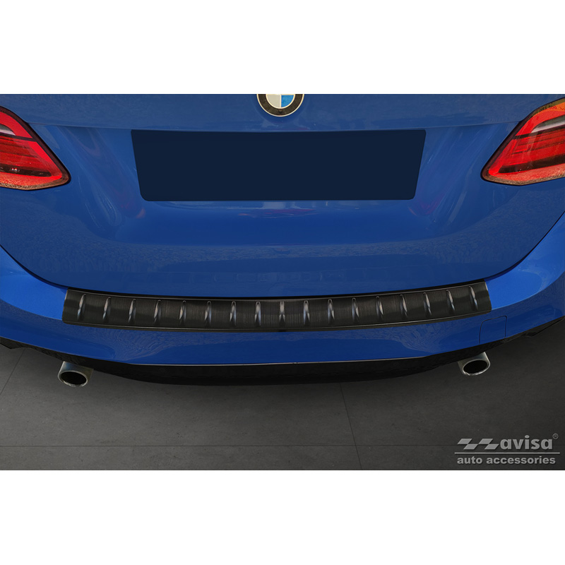 Black Stainless Steel Rear bumper protector  BMW 2 Active Tourer F45 2013-2021 with M-Pakage 'Ribs'