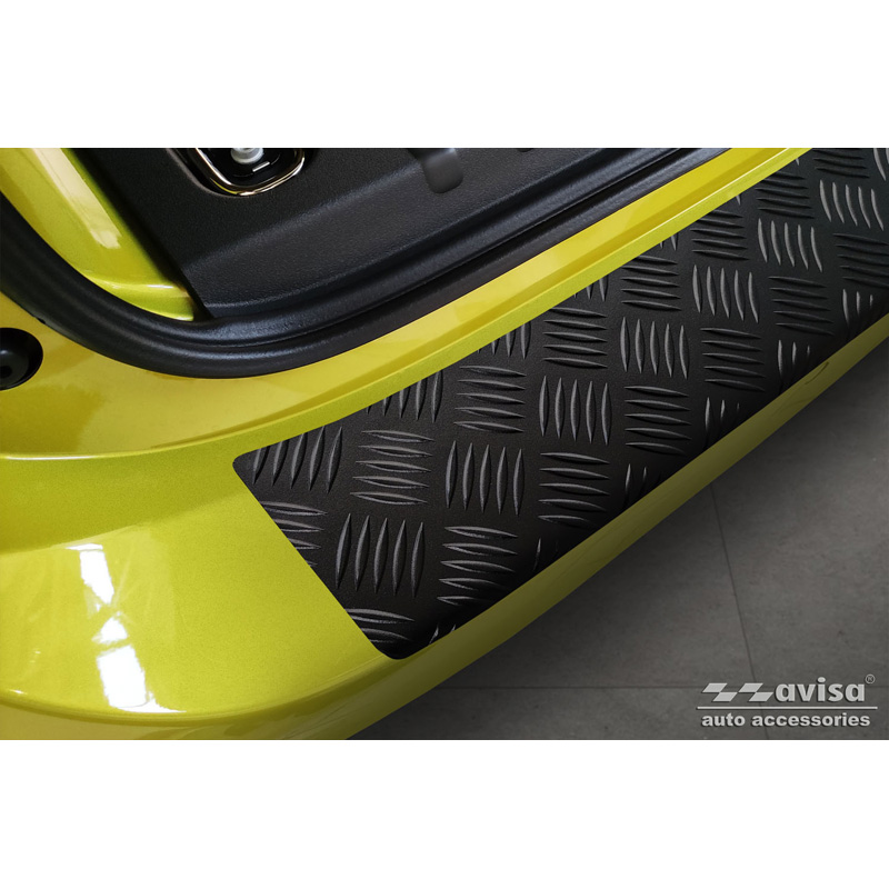 Matt Black Aluminum Rear bumper protector  Volkswagen ID. Buzz + Cargo 2022- 'Riffled Plate'