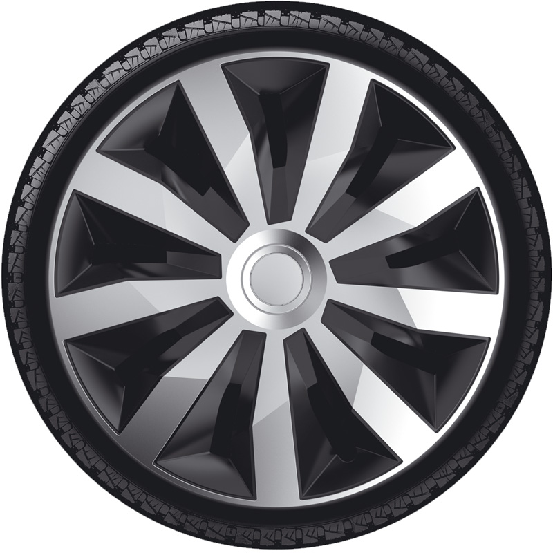 4-Delige Wieldoppenset Penta 13-inch zilver/zwart