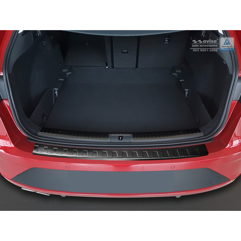 Zwart RVS Achterbumperprotector  Seat Leon (5F) ST 2013-2017 & 2017- 'Ribs'