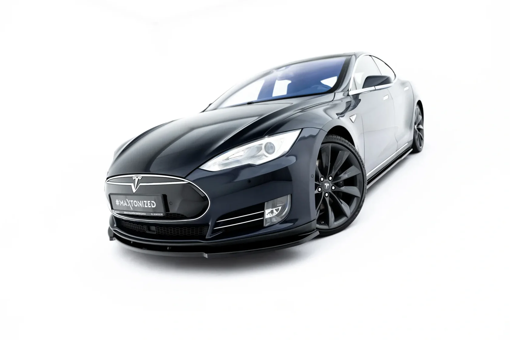 Voorspoiler V.2 Tesla Model S Mk1 Maxton Glans Zwart