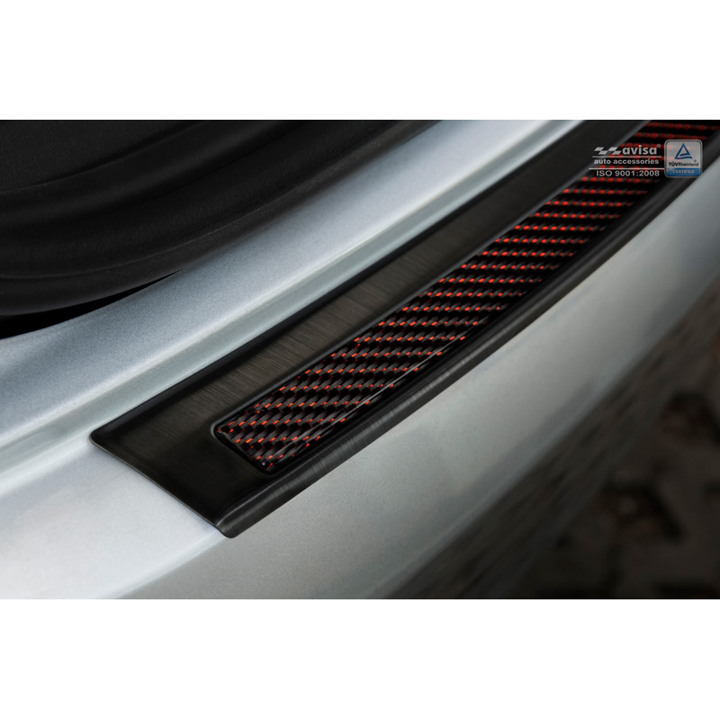 Stainless Steel Rear bumper protector 'Deluxe'  Mercedes GLE Coupé 2015- Black/Red-Black Carbon