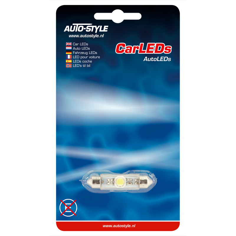 Festoon LED Lamp 12V Xenon-Optiek Wit 10x42mm, per stuk