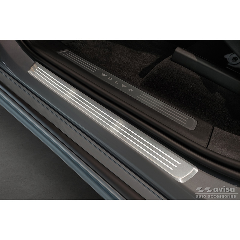Inox door sill protectors  Volvo XC90 II 2015-2019 & all Facelift models - 'Lines' - 4-pieces