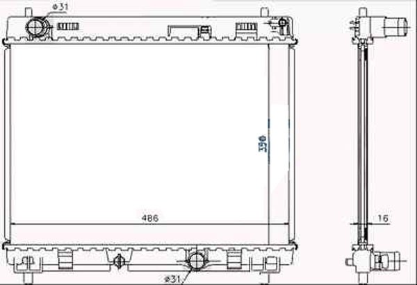 Radiator YARIS 06->> 350x480x16. 1.4 D4D 66KW +/-AC
