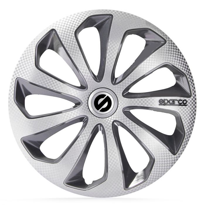 4-Delige Sparco Wieldoppenset Sicilia 13-inch zilver/grijs/carbon
