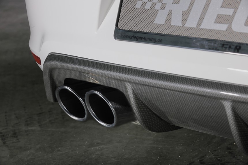 Diffuser VW Polo 6 GTI (6R) Rieger dubbele uitlaat links carbon-look
