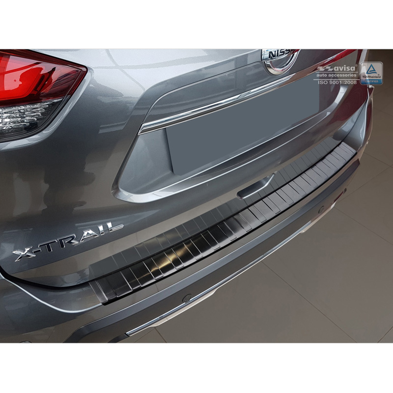 Black Stainless Steel Rear bumper protector  Nissan X-Trail III (T32) Facelift 2017-2021 'Ribs'