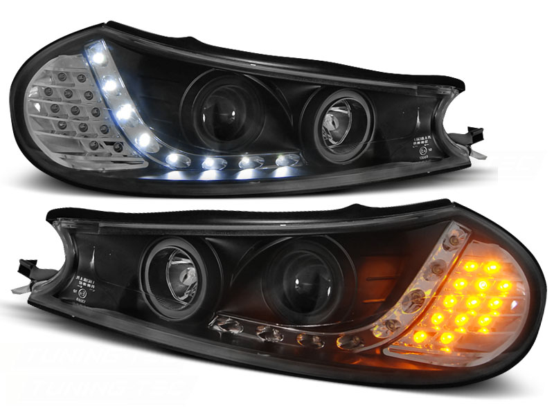 Koplampen Ford Mondeo 96-00 LED Devil Eyes DRL look zwart