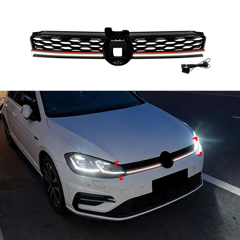 GTi-Look Grill met LED-Strip  Volkswagen Golf VII (7.5) HB/Variant Facelift 2017-2020