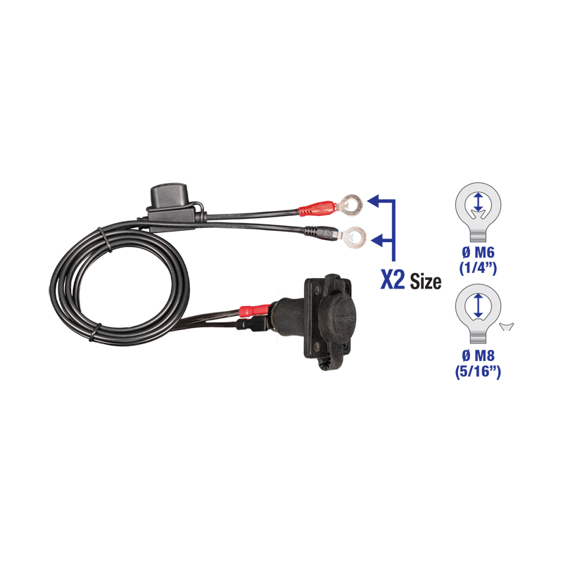 Optimate 12V-aansluiting – Weerbestendige AUTO-aansluiting met SAE-aansluitkabel