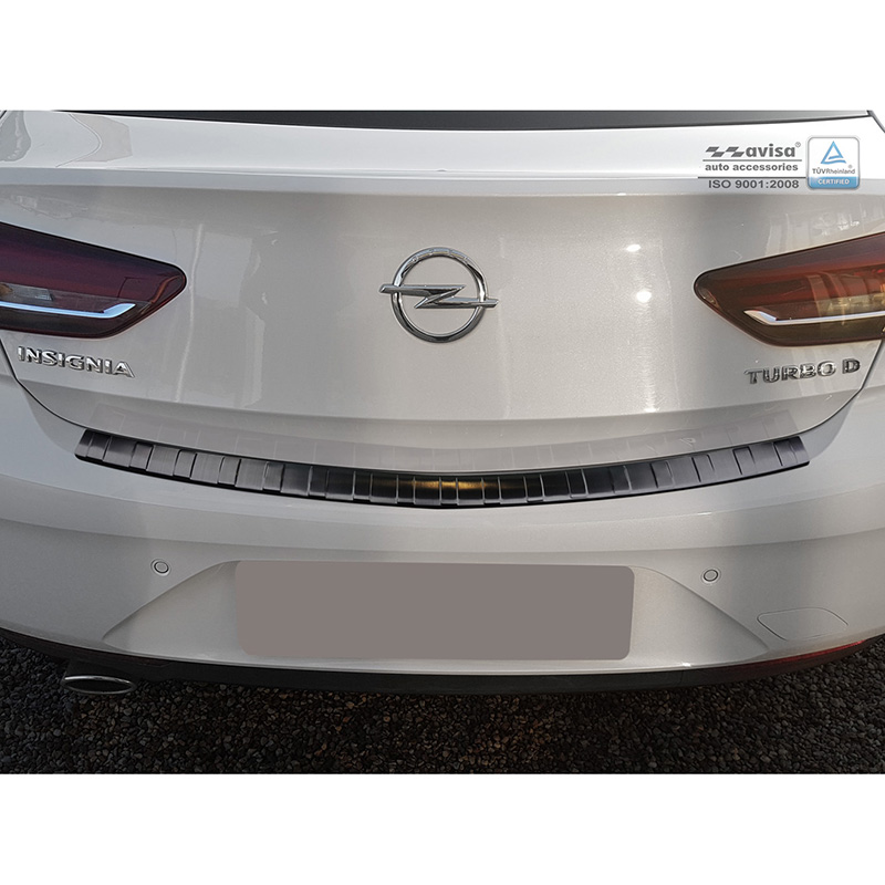 Black Stainless Steel Rear bumper protector  Opel Insignia Grand Sport 5-doors 2017-2020 & FL 2020- 'Ribs'