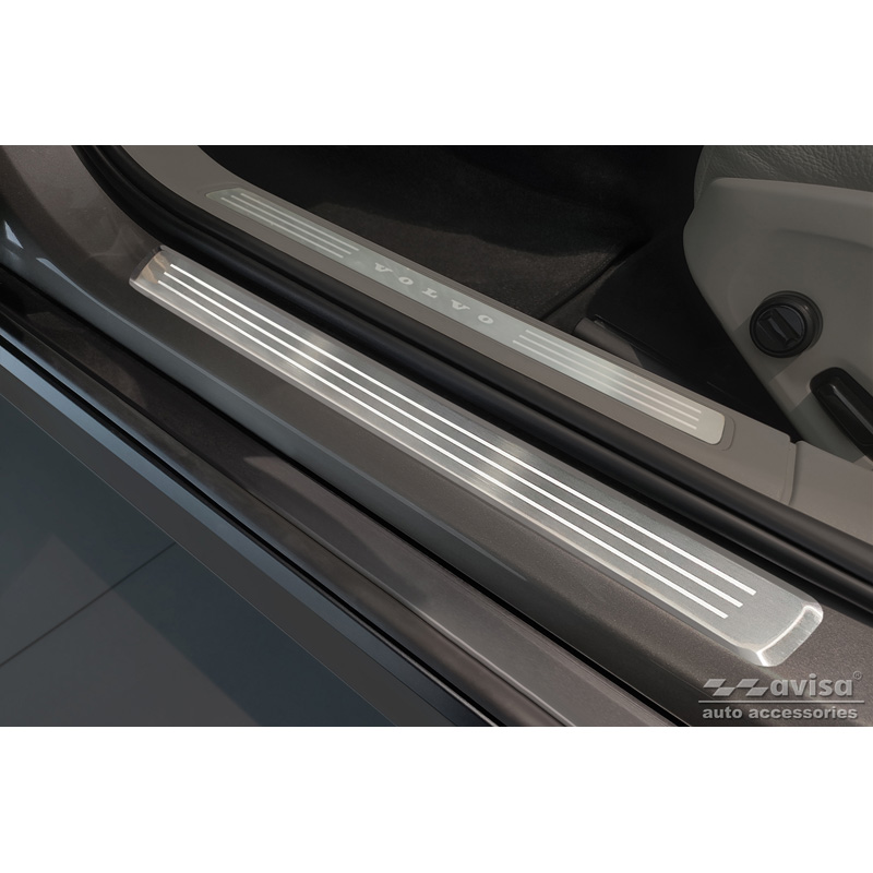 Inox door sill protectors  Volvo V90 & V90 Cross Country 2016- - 'Engraved Lines' - 4-pieces