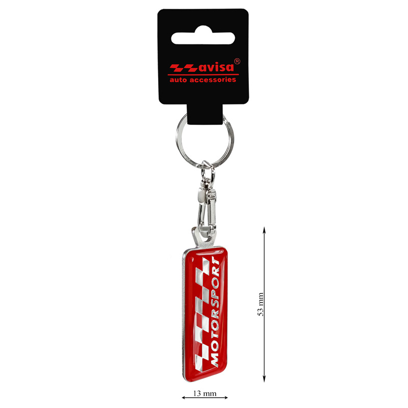 RVS sleutelhanger - 'Motorsport' Rood