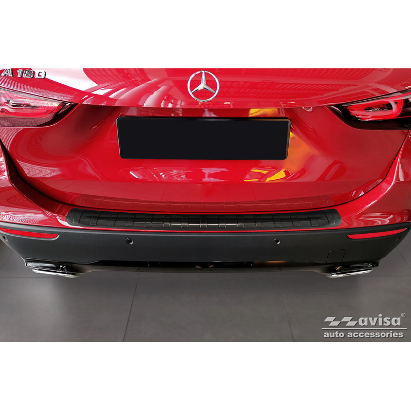 Black Stainless Steel Rear bumper protector  Mercedes GLA-Class II H247 2020- 'Ribs'