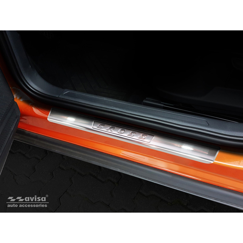 Inox door sill protectors  Volkswagen T-Cross 2019-2024 & FL 2024- 'Cross' 4-pieces