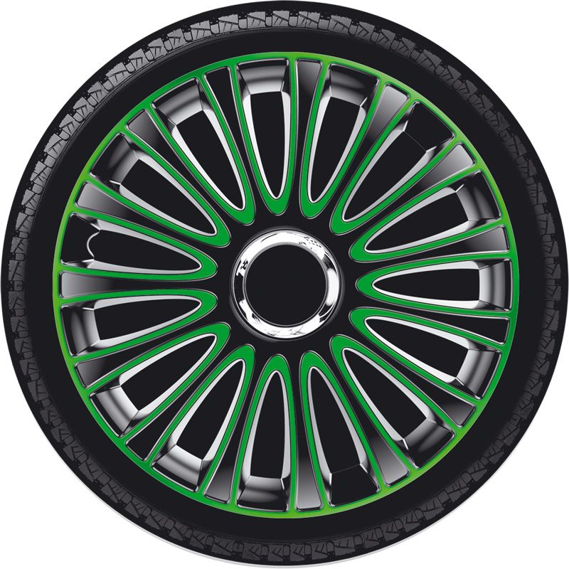 4-Delige Wieldoppenset LeMans 16-inch zwart/groen
