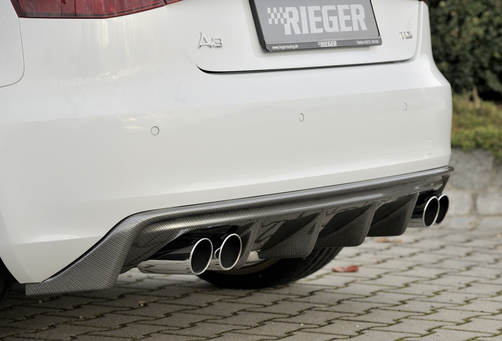 Achterbumper Diffusor Audi A3 8V 12-16 Rieger Carbon Look Duplex