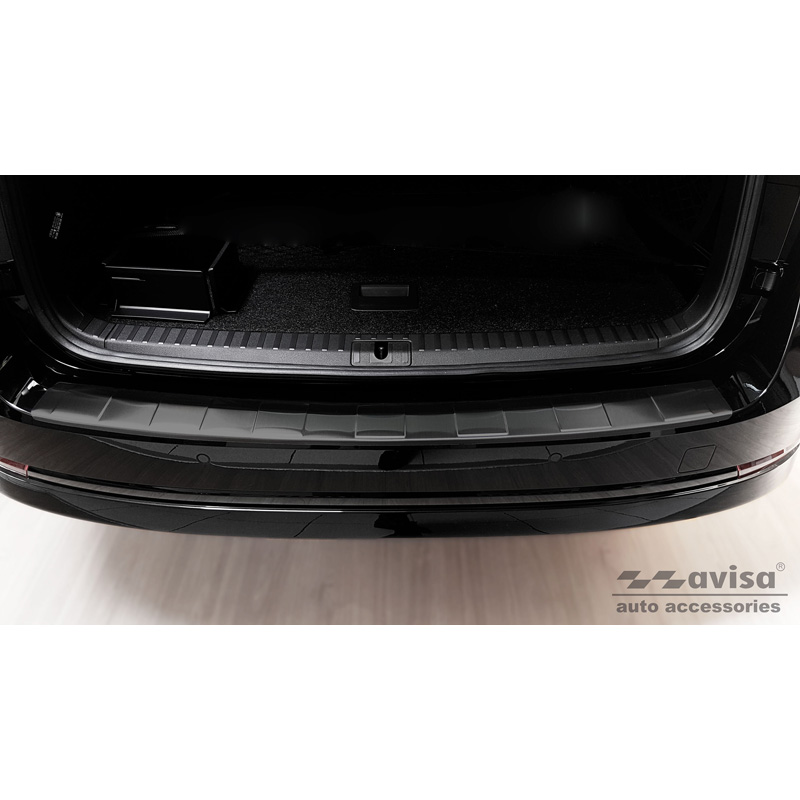 Zwart RVS Achterbumperprotector  Skoda Octavia IV Kombi 2020-2024 & FL 2024- (incl. RS, excl. Scout) 'Ribs'