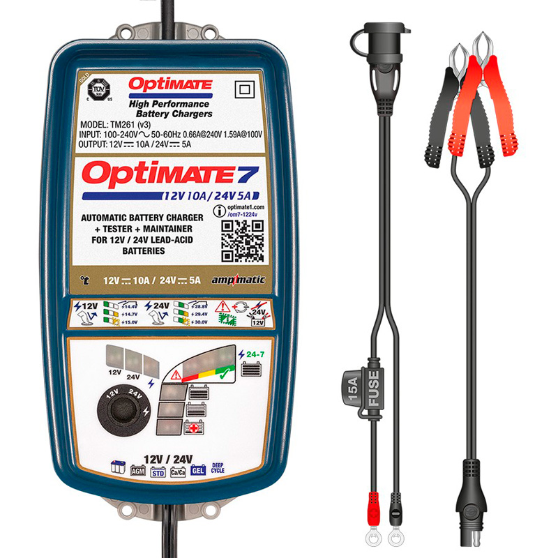 Optimate 7 12V 10-Amp / 24V 5-Amp 8-step 12V 10A Battery Saving charger-tester-maintainer