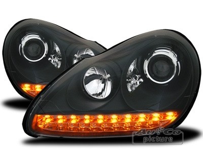 Koplampen Porsche Cayenne Xenon LED DRL zwart