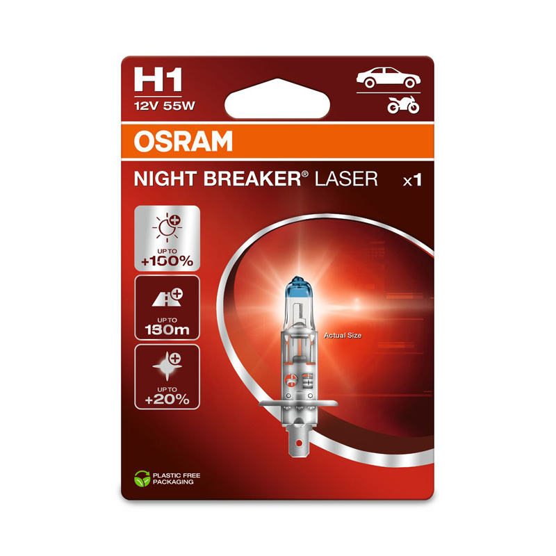 Osram Night Breaker Laser Halogeen lamp - H1 - 12V/55W - per stuk