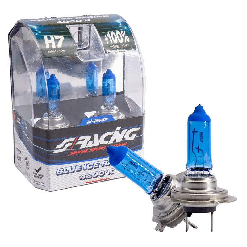 Simoni Racing Halogeen Lampen 'Blue Ice Racing' H7 (4200K) 12V/55W, set à 2 stuks ECE-R37