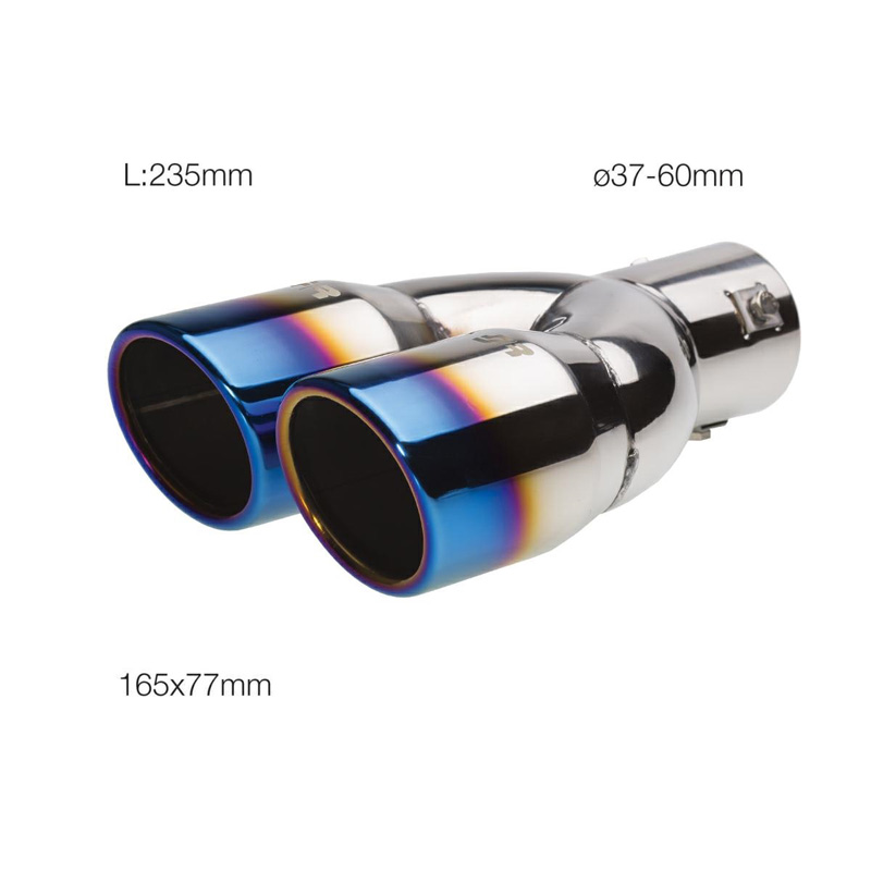 Simoni Racing Uitlaatsierstuk Dubbel Rond/Schuin RVS/Titanium - Ø76xL230mm - Montage -37->58mm