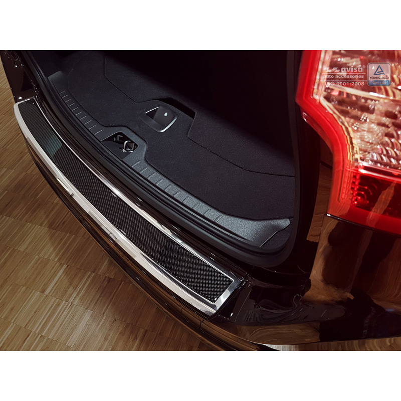 Stainless Steel Rear bumper protector 'Deluxe'  Volvo XC60 2013-2016 Chrome/Black Carbon