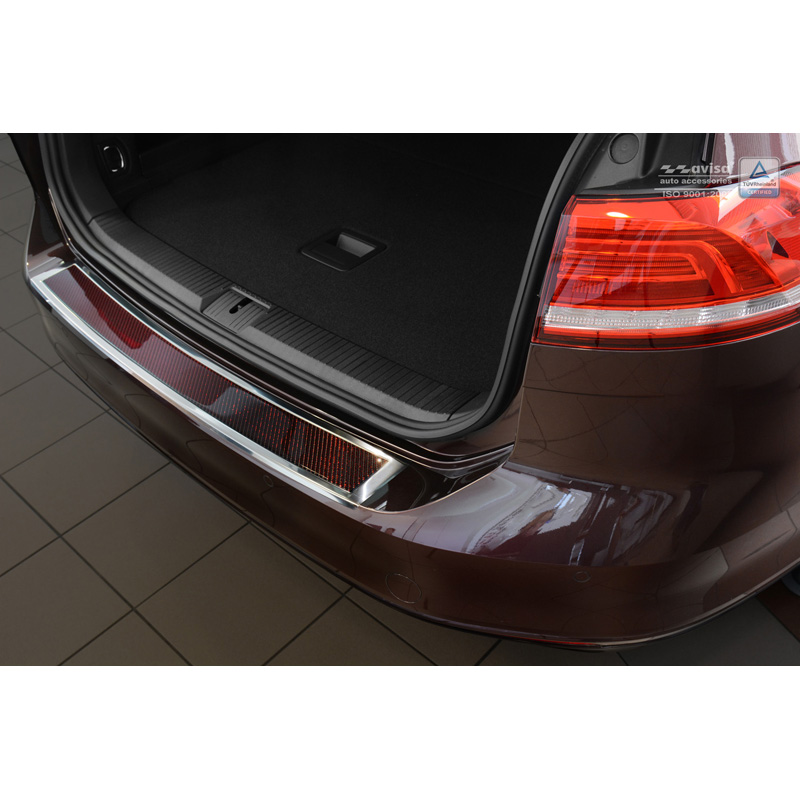 Stainless Steel Rear bumper protector 'Deluxe'  Volkswagen Passat 3G Variant 2014-2023 Chrome/Red-Black Carbon