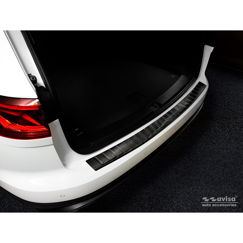 Black Stainless Steel Rear bumper protector  Volkswagen Touareg III (CR7) 2018- Incl. Facelift 'Ribs'