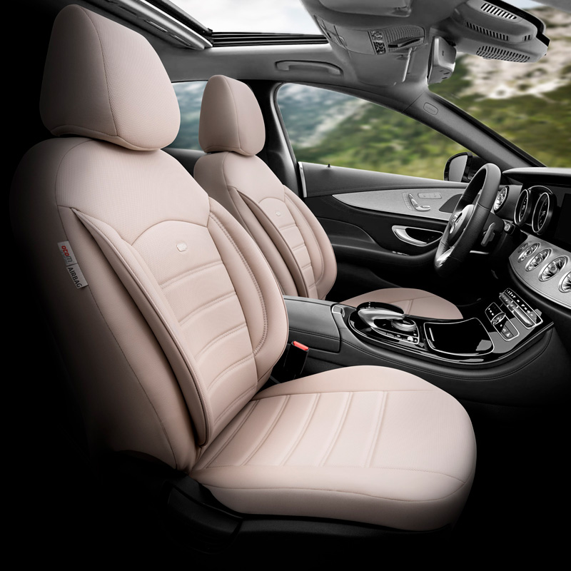 Universal Full-Leather Seat cover set 'Inspire' Crème - 11-pieces -  Side-Airbags