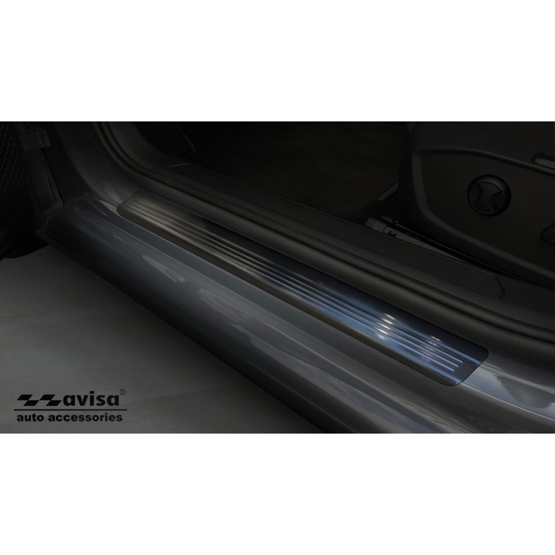 Zwart RVS Instaplijsten  Volkswagen Golf VIII HB/Variant 2020-2024 & FL 2024- Brushed Steel 'Lines' - 4-delig