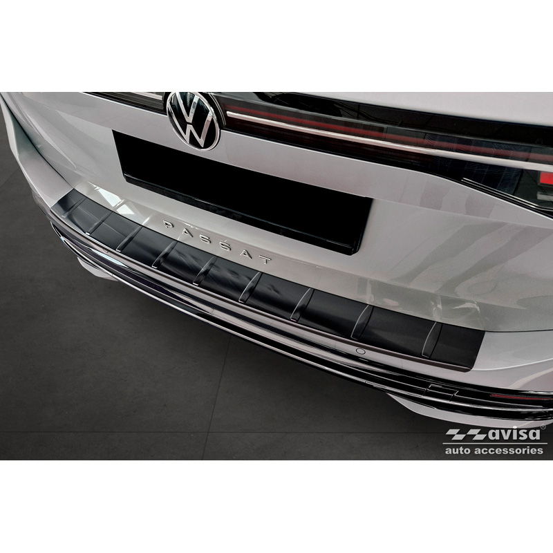 Black Stainless Steel Rear bumper protector  Volkswagen Passat Variant (CJ5) 2023- 'Ribs'