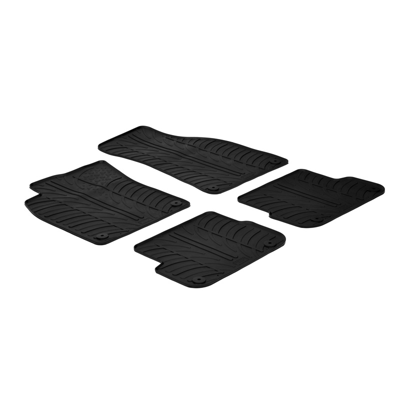Rubber car mats set  Audi A6 4F Sedan 2005-2011 (T profile 4-pieces + mounting clips)