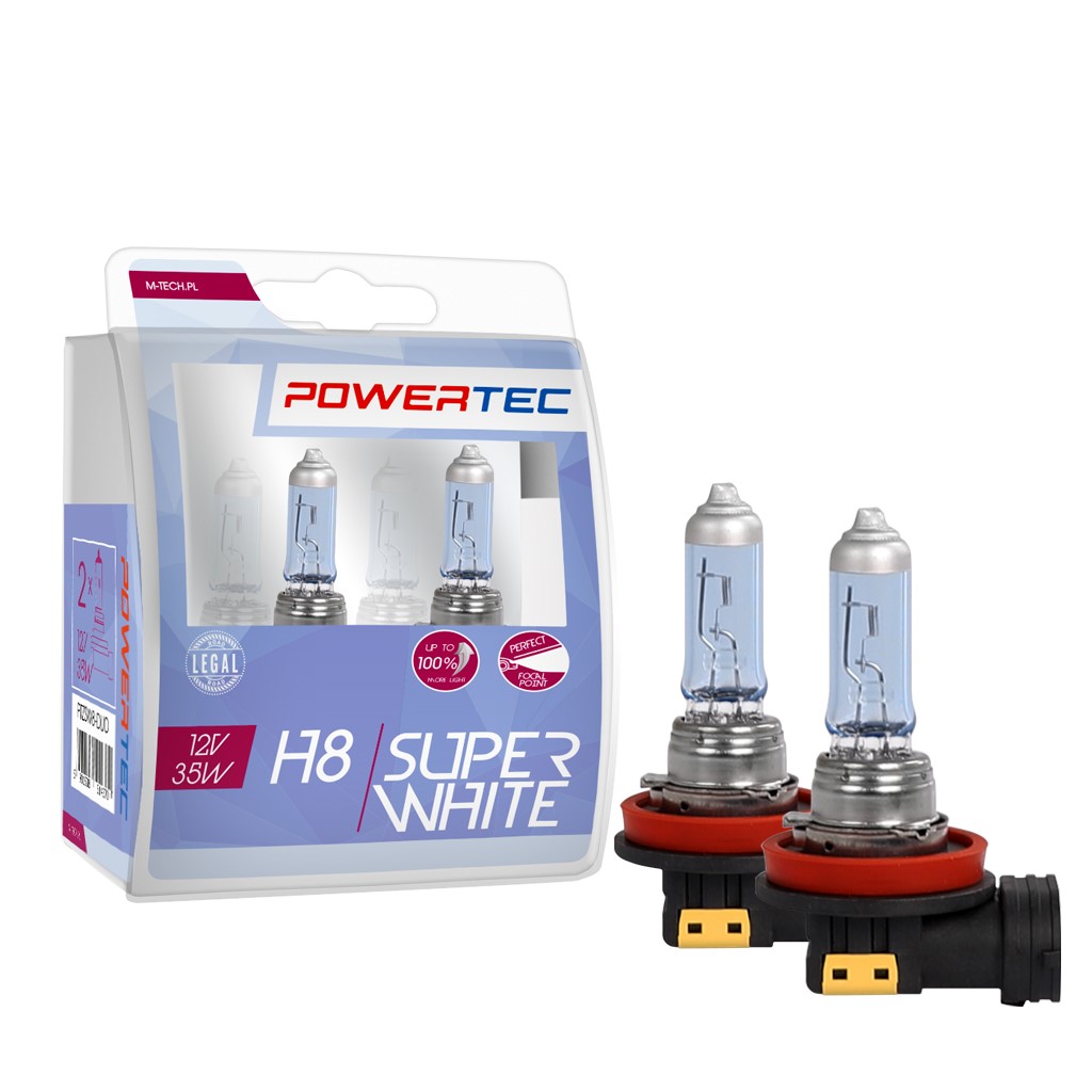H8 lampen SuperWhite 12V DUO Mtech Powertec