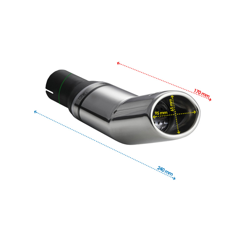 Ulter Sport Exhaust finisher - Oval DTM 95x65mm - Length 170mm - Installation ->50mm - Inox